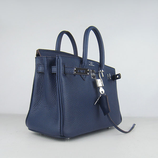 Super A Replica Hermes Togo Leather Birkin 25CM Handbag Dark Blue 6068 - Click Image to Close